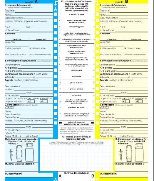 modulo constatazione amichevole